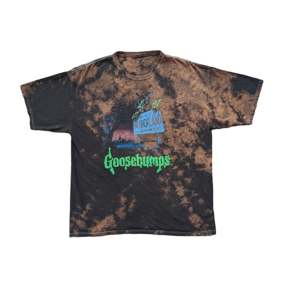 Goosebumps Welcome to HorrorLand T-Shirt Custom Bleach Tie Dyed RL Stine - Picture 2 of 11